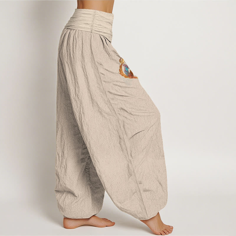 Buddha Stones Women's Pure Cotton Phoenix Auspicious Cloud Pattern Elastic Waist Harem Pants - image 12
