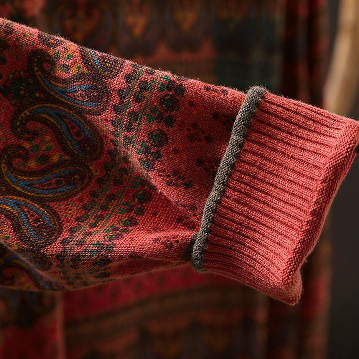 Buddha Stones Fall Plant Floral Pattern Crew Neck Long Sleeve Women's Cotton Sweater With Pocket - image 10