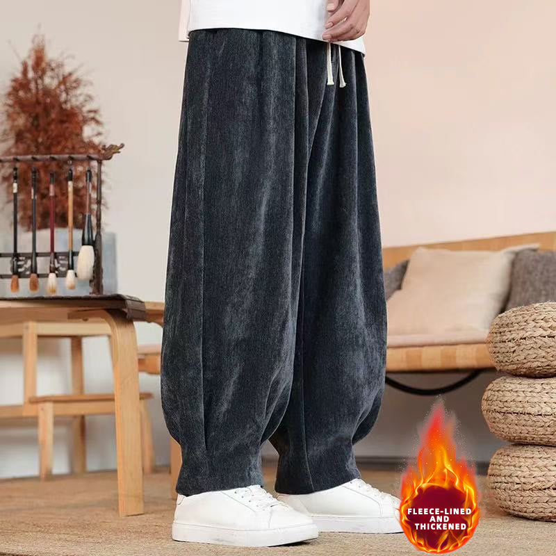 Buddha Stones Winter Pure Color Cotton Men's Harem Thickened Fleece-lined Pants With Pockets - MidnightBlue(Fleece-lined) - US/UK/AU46，EU56 (5XL) - image 24