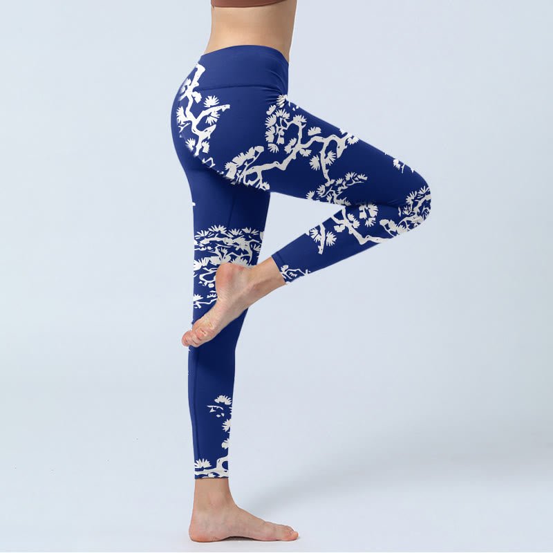 Buddha Stones Pine Tree Silhouette Pattern Print Gym Leggings Women's Yoga Pants - image 4