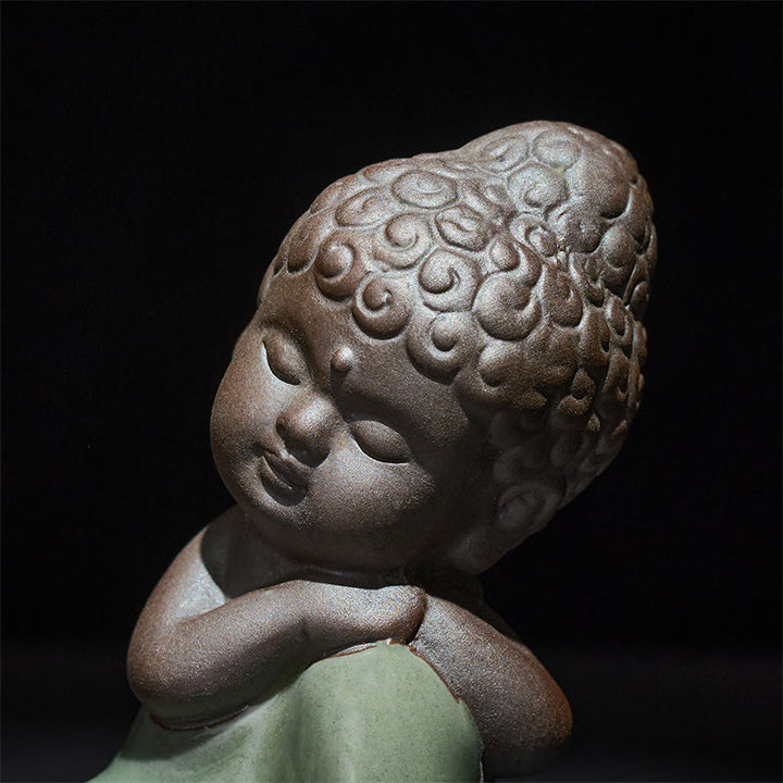 Buddha Stones Prayer Meditation Resting Monk Ceramic Statue Serenity Home Decoration - image 39