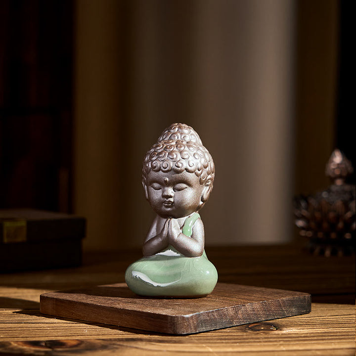 Buddha Stones Prayer Meditation Resting Monk Ceramic Statue Serenity Home Decoration - image 4