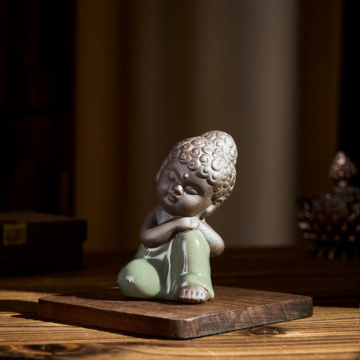 Buddha Stones Prayer Meditation Resting Monk Ceramic Statue Serenity Home Decoration - image 36