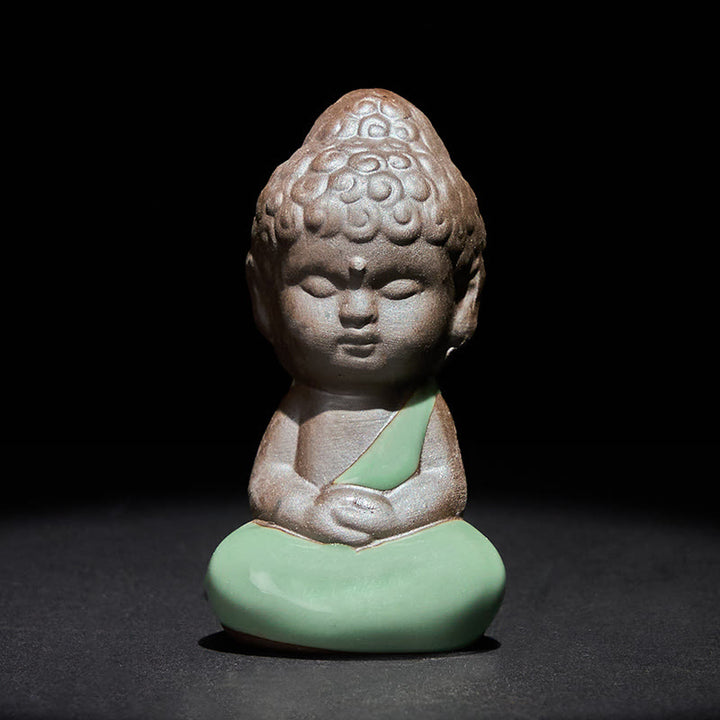 Buddha Stones Prayer Meditation Resting Monk Ceramic Statue Serenity Home Decoration - Meditating 4.5*4.5*9cm - image 18