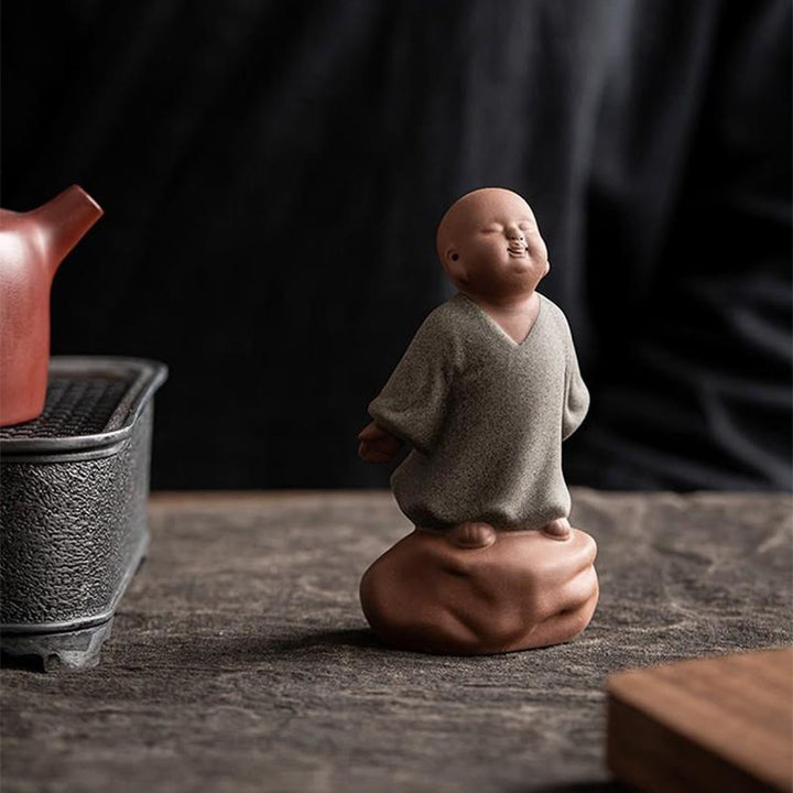 Buddha Stones Looking Up Resting Monk Ceramic Statue Compassion Home Decoration - image 4
