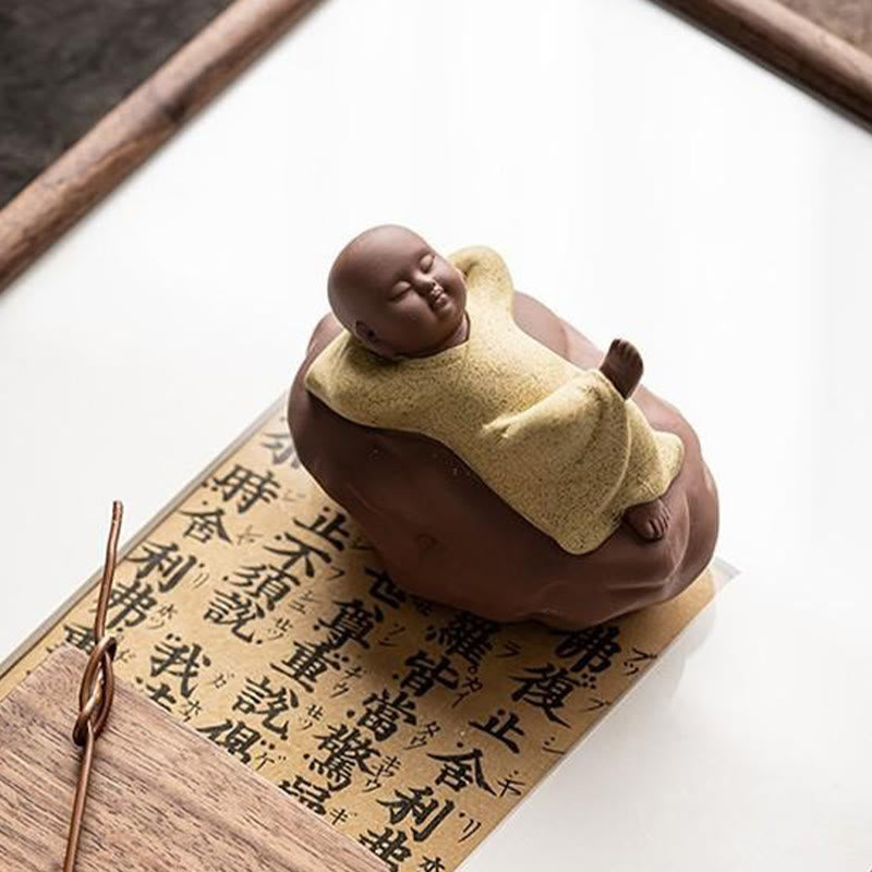 Buddha Stones Looking Up Resting Monk Ceramic Statue Compassion Home Decoration - image 10
