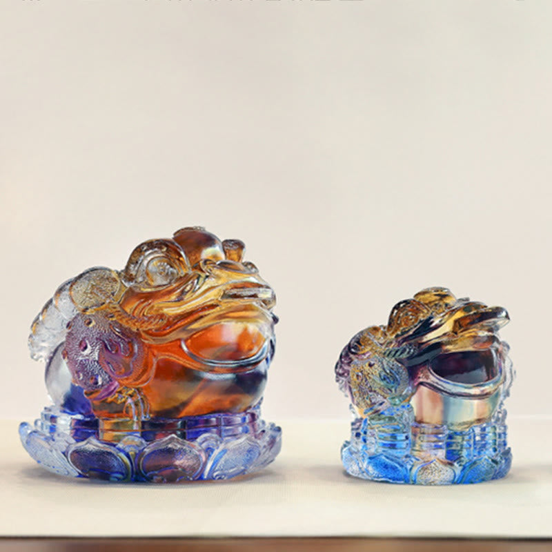 Buddha Stones Feng Shui Frog Coins Handmade Liuli Crystal Art Piece Wealth Home Office Decoration - image 13