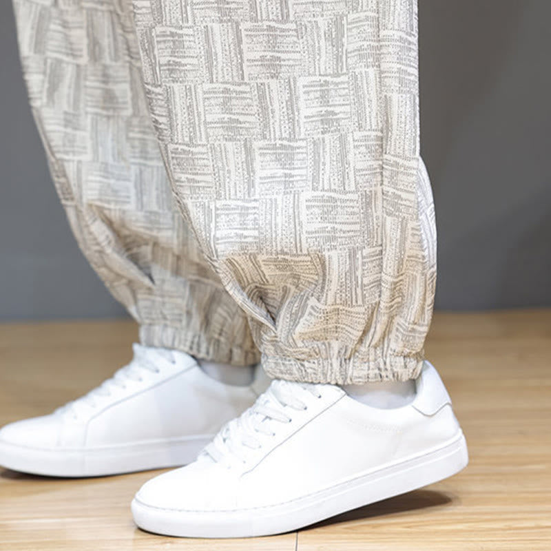 Buddha Stones Fall Jacquard Plaid Pattern Cotton Corduroy Men's Harem Pants With Pockets - image 21