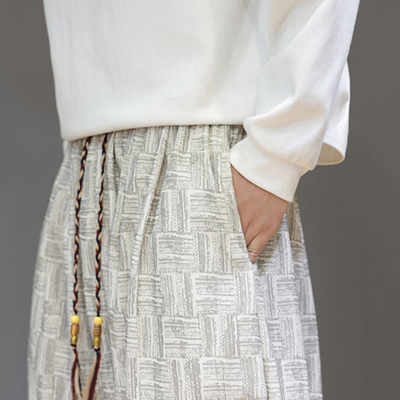 Buddha Stones Fall Jacquard Plaid Pattern Cotton Corduroy Men's Harem Pants With Pockets - image 20