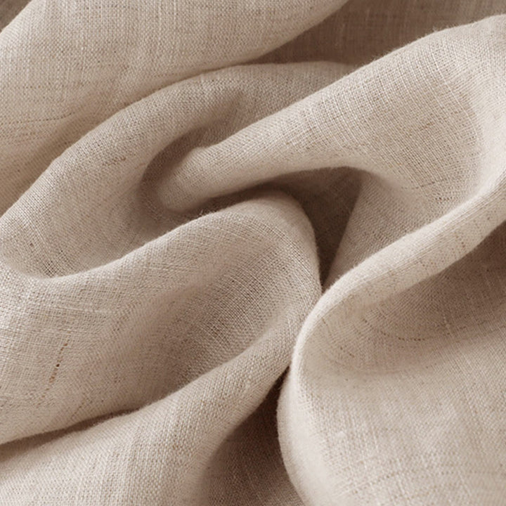 Buddha Stones Beige Buttons Lapel Design Long Sleeve Cotton Midi Dress With Pockets - image 7