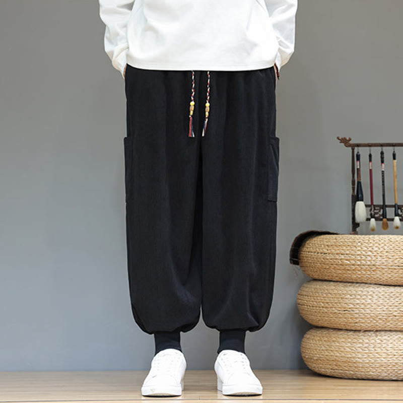 Buddha Stones Spring Solid Color Men's Ankle-Length Cotton Pants With Pockets - image 21