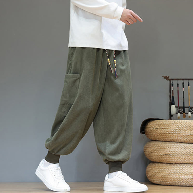 Buddha Stones Spring Solid Color Men's Ankle-Length Cotton Pants With Pockets - image 2