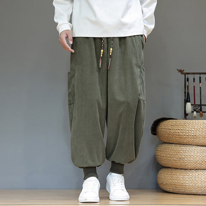Buddha Stones Spring Solid Color Men's Ankle-Length Cotton Pants With Pockets - image 1