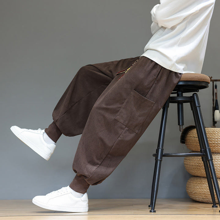 Buddha Stones Spring Solid Color Men's Ankle-Length Cotton Pants With Pockets - image 36