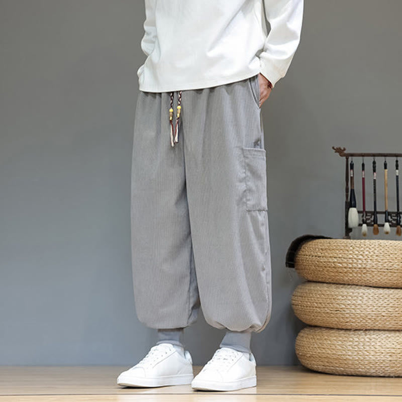 Buddha Stones Spring Solid Color Men's Ankle-Length Cotton Pants With Pockets - image 10