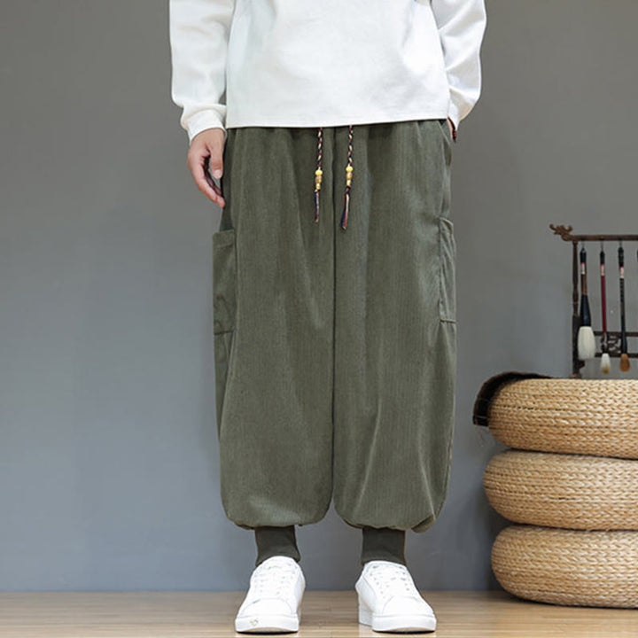 Buddha Stones Spring Solid Color Men's Ankle-Length Cotton Pants With Pockets - image 5