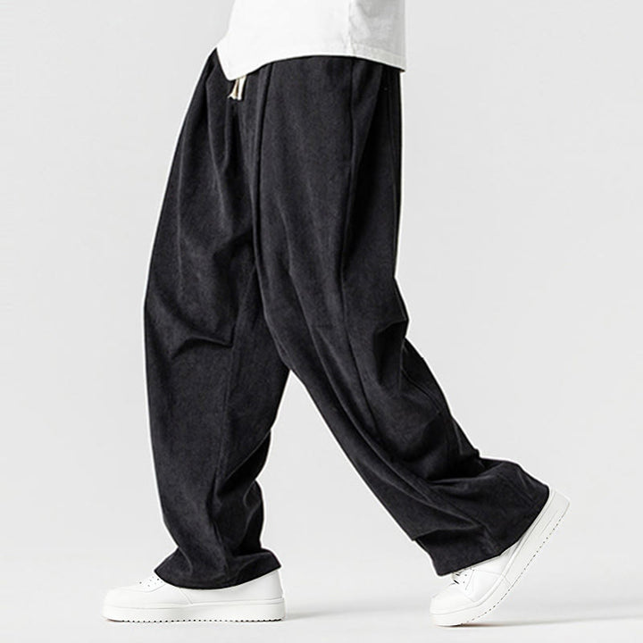 Buddha Stones Winter Drawstring Corduroy Cotton Men's Wide Leg Pants With Pockets - image 32