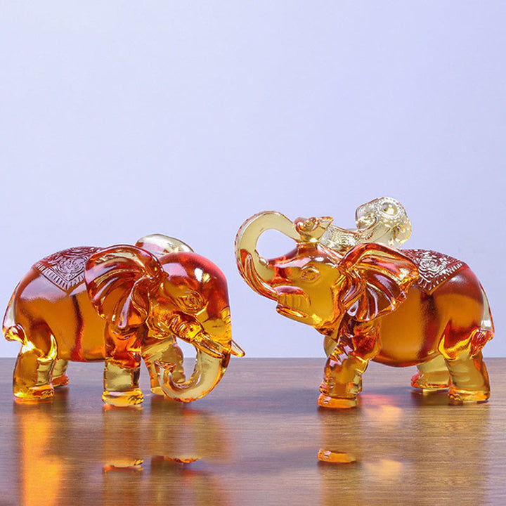 Buddha Stones Yellow Liuli Crystal Elephant Trunk Up Down Design Strength Home Decoration - image 6