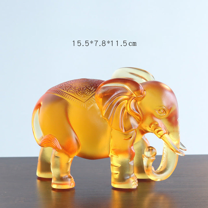 Buddha Stones Yellow Liuli Crystal Elephant Trunk Up Down Design Strength Home Decoration - Large Elephant(Trunk Down) 15.5*7.8*11.5 cm - image 12