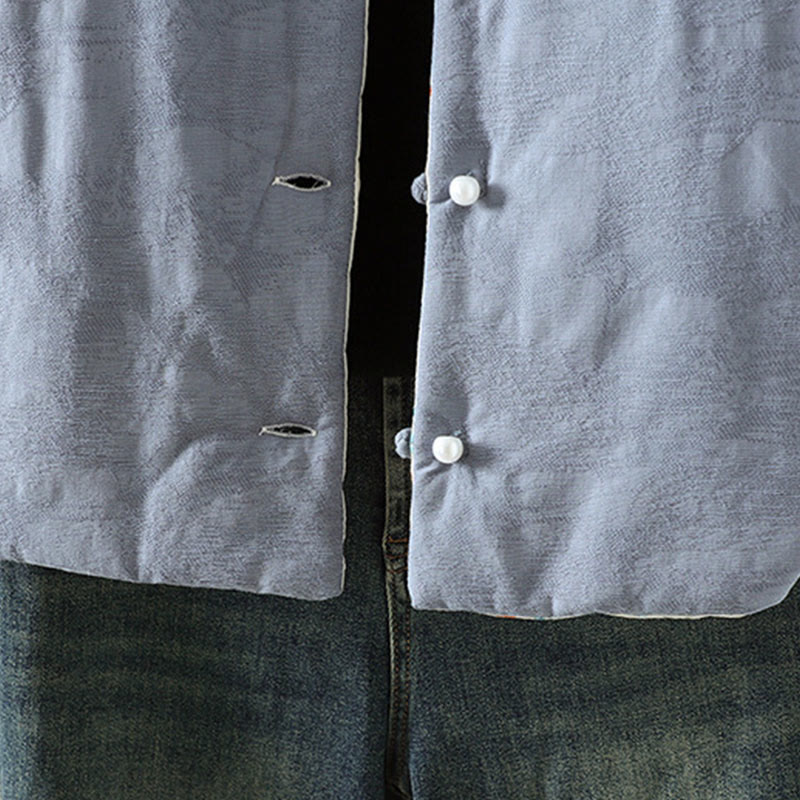 Buddha Stones Frog-button Solid Color Pattern Women's Long Sleeve Cotton Thick Jacket With Floral Cuffs - image 6