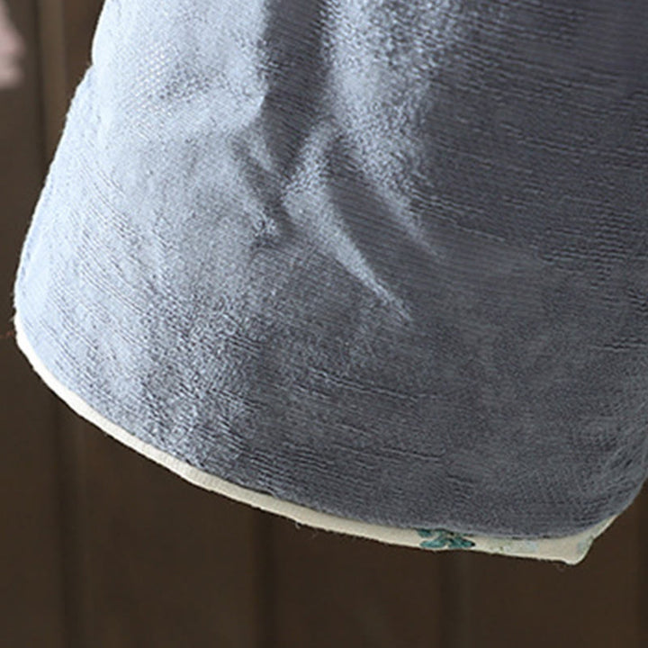 Buddha Stones Frog-button Solid Color Pattern Women's Long Sleeve Cotton Thick Jacket With Floral Cuffs - image 7