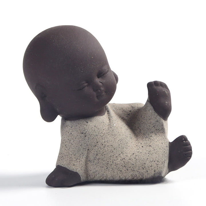 Buddha Stones Tathagata Buddha Symbol Design Purple Clay Serenity Desk Decoration - Grey Buddha 3*4*6.5 cm - image 8