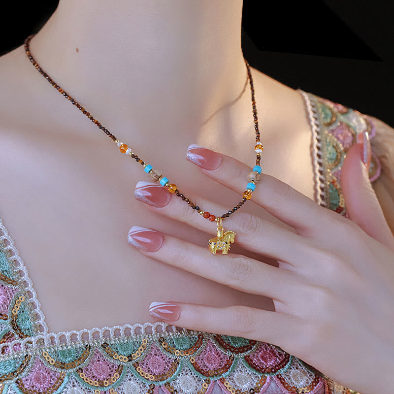 Buddha Stones Tiger Eye Protection Golden Year Of The Horse Necklace Pendant - image 7