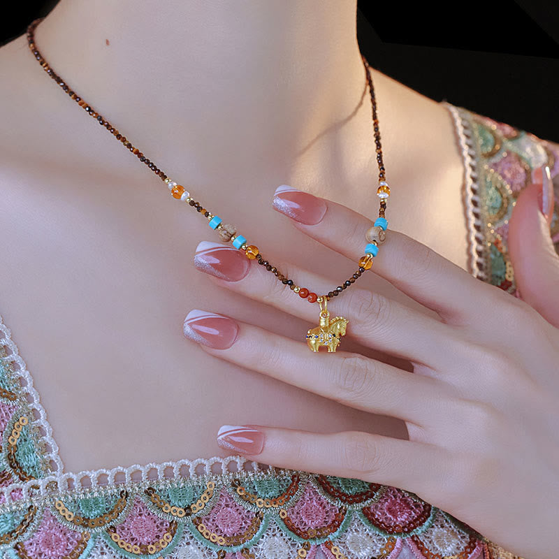 Buddha Stones Tiger Eye Protection Golden Year Of The Horse Necklace Pendant - image 10