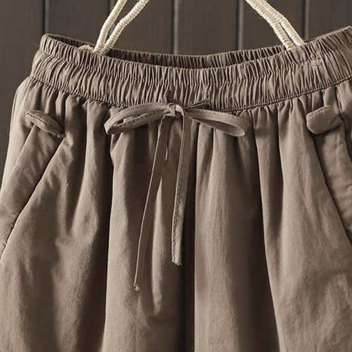 Buddha Stones Women's Winter Drawstring Fleece-Lined Thermal Harem Pants With Pockets - image 3