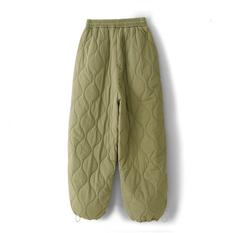 Buddha Stones Women's Plain Elastic Cuff Design Drawstring Thermal Thickened Pants With Pockets - image 12