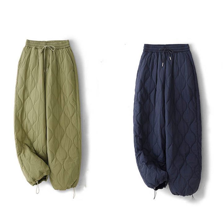 Buddha Stones Women's Plain Elastic Cuff Design Drawstring Thermal Thickened Pants With Pockets - image 26