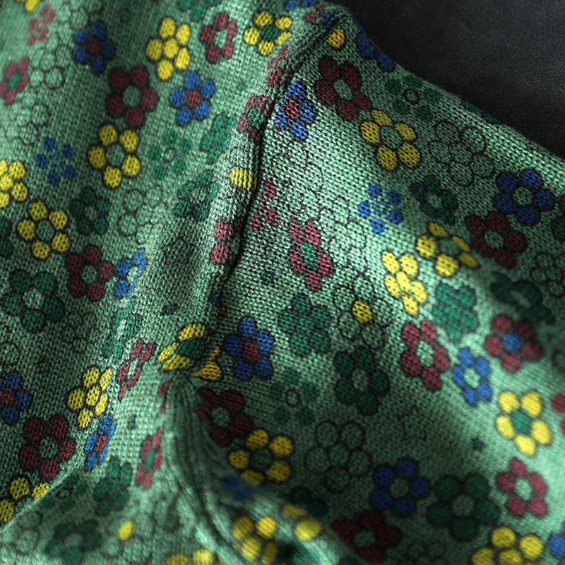 Buddha Stones Knitted Colorful Flowers Pattern Women's Cotton Long Sleeve Sweater With Pockets - image 10