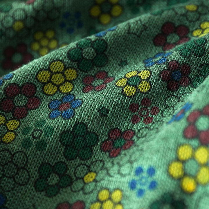 Buddha Stones Knitted Colorful Flowers Pattern Women's Cotton Long Sleeve Sweater With Pockets - image 8