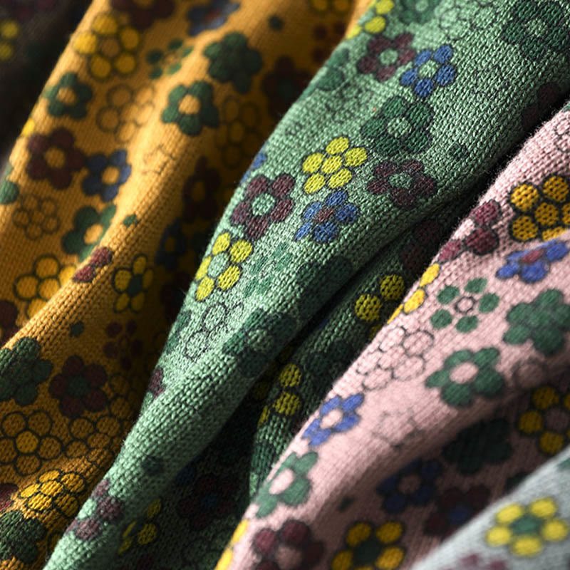 Buddha Stones Knitted Colorful Flowers Pattern Women's Cotton Long Sleeve Sweater With Pockets - image 20