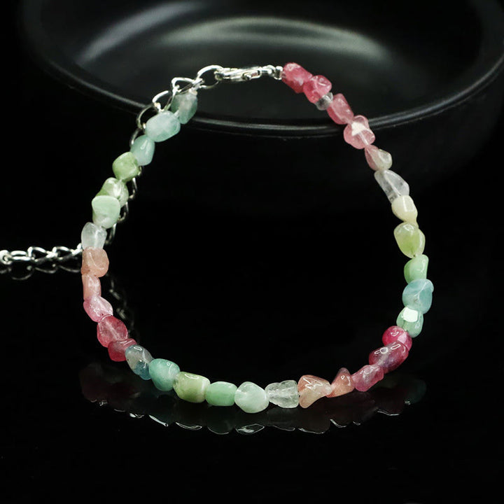Buddha Stones 4mm Ultra-thin Tourmaline Irregular Beads Positive Chain Bracelet - image 4