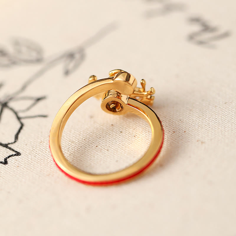 Buddha Stones Copper Red String Copper Coins Year Of The Horse Opening Balance Ring - image 1