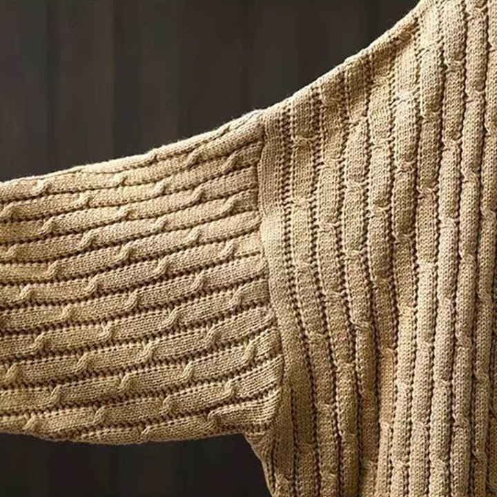 Buddha Stones Winter Patchwork Design Long Sleeve Crew Neck Women's Cotton Sweater - image 6