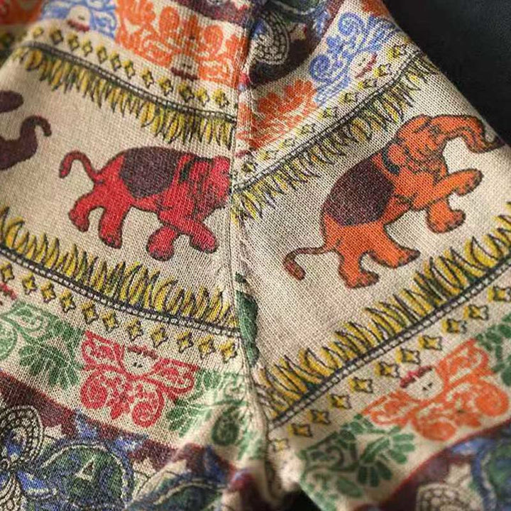 Buddha Stones Fall Elephant Pattern Knitted Cotton Women's Long Sleeve Sweater With Pockets - image 10