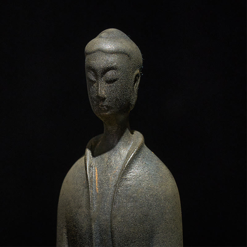 Buddha Stones Handmade Sakyamuni Buddha Iron Powder Rust Cast Resin Statue Home Decoration - image 13