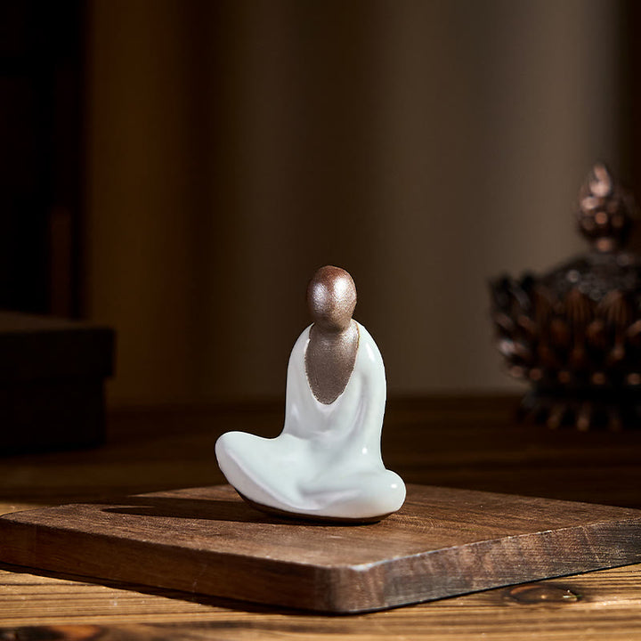 Buddha Stones Small Formless Buddha Meditating Ceramic Statue Zen Home Decoration 4*2.5*5cm - image 4