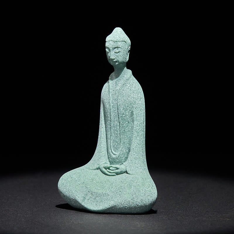 Buddha Stones Meditation Buddha Statue Sandstone Home Figure Desk Decoration 6*4.5*9.5cm - image 3