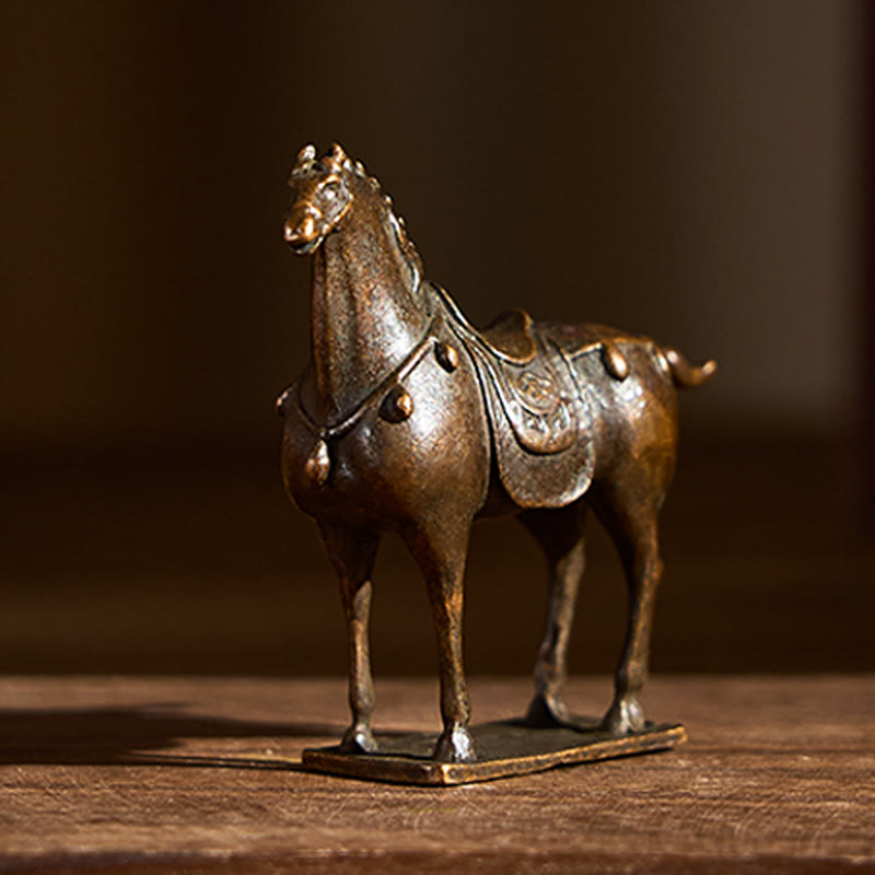 Buddha Stones Ancient Brown Year of the Horse Alloy Home Decoration 5.8*4.7 cm - image 1