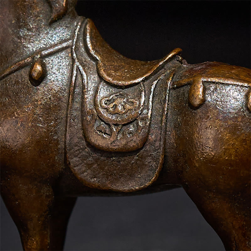 Buddha Stones Ancient Brown Year of the Horse Alloy Home Decoration 5.8*4.7 cm - image 6