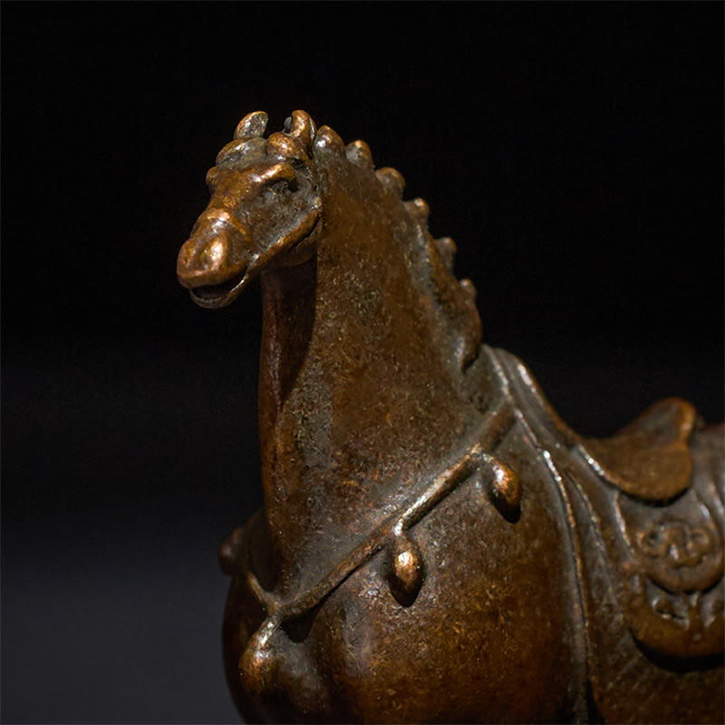 Buddha Stones Ancient Brown Year of the Horse Alloy Home Decoration 5.8*4.7 cm - image 7