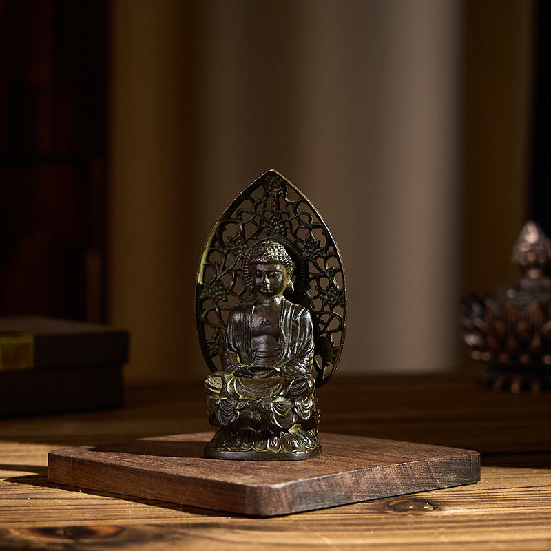 Buddha Stones Tathagata Buddha Alloy Statue Zen Home Decoration 9*4.5 cm - image 6