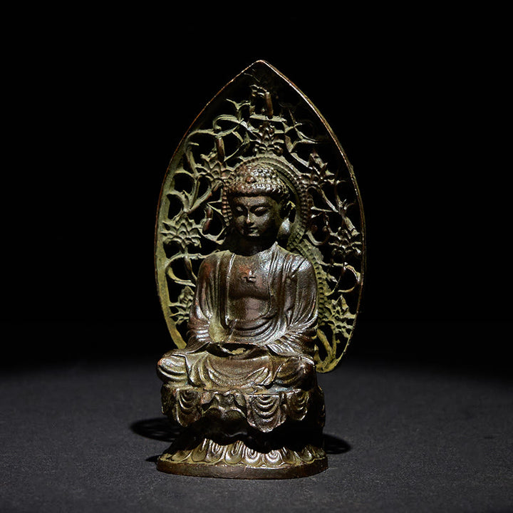 Buddha Stones Tathagata Buddha Alloy Statue Zen Home Decoration 9*4.5 cm - image 3