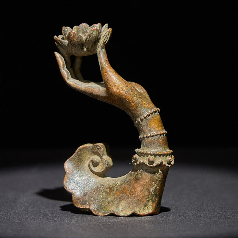Buddha Stones Classic Buddha's Hand Lotus Alloy Home Decoration 4.7*2.9*8.4 cm - 4.7*2.9*8.4 cm - image 0