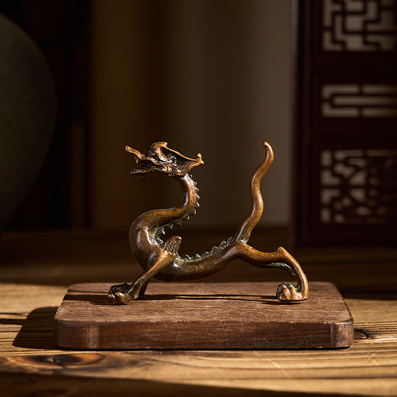 Buddha Stones Mini Dragon Alloy Luck Protection Home Decoration 7.6*2.5*5.4 cm - image 3