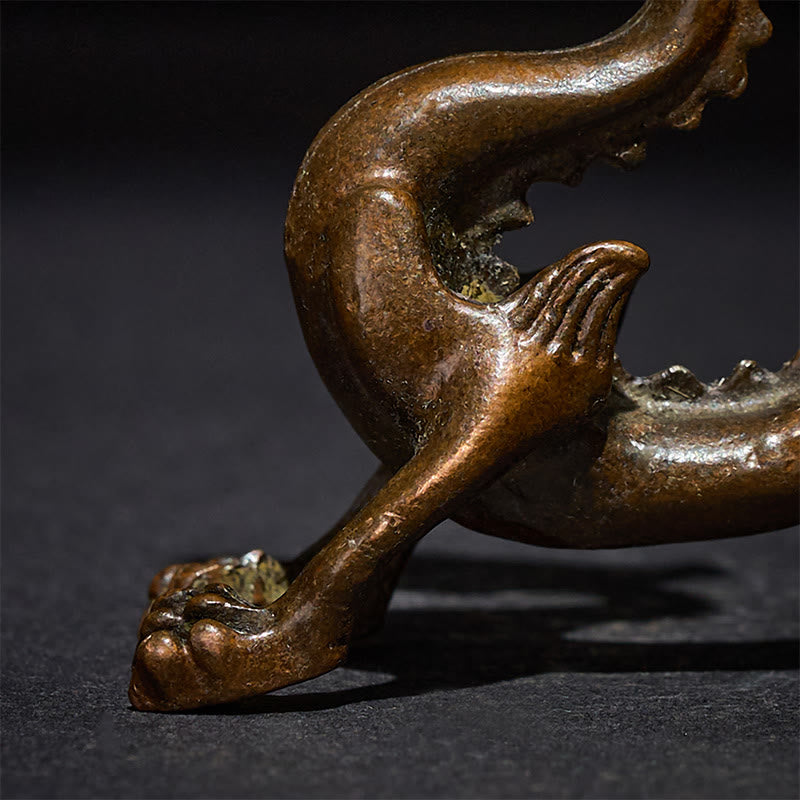 Buddha Stones Mini Dragon Alloy Luck Protection Home Decoration 7.6*2.5*5.4 cm - image 8