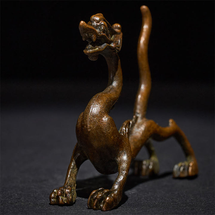 Buddha Stones Mini Dragon Alloy Luck Protection Home Decoration 7.6*2.5*5.4 cm - image 6